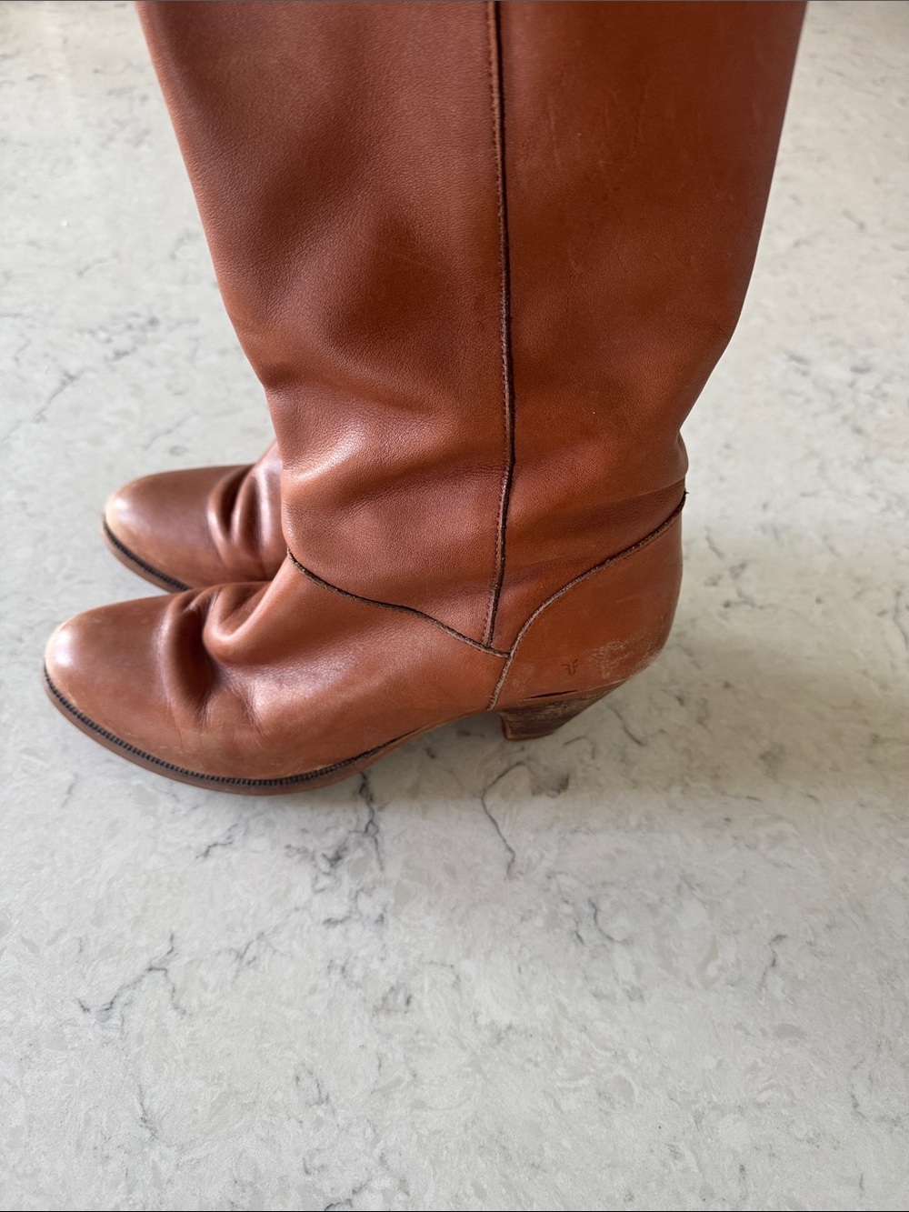 FRYE Vintage 70s Frye Campus Leather Boots - Cognac Brown size 7m - Picture 6 of 6